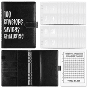 100 Envelopes Money Saving Challenge, Envelopes Challenge Binder, Envelope Savings Challenge Book with a Budget Binder and Cash Envelopes, Fun Budget Binder for Saving $5,050 Black