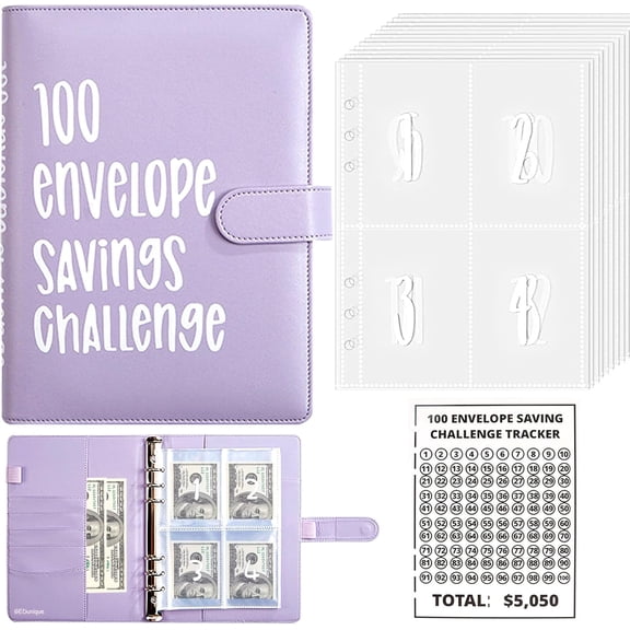 100 Envelopes Money Saving Challenge, New 100 Envelope Challenge Binder, Easy and Funny Way to Save $5,050 Budget Planner, 100 Day Envelope Challenge Kit Money Saving Book