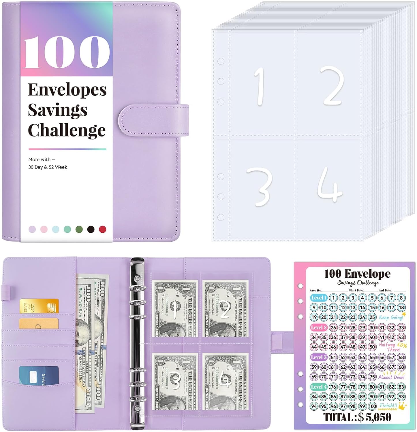 100 Envelopes Money Saving Challenge, Savings Challenges Book with
