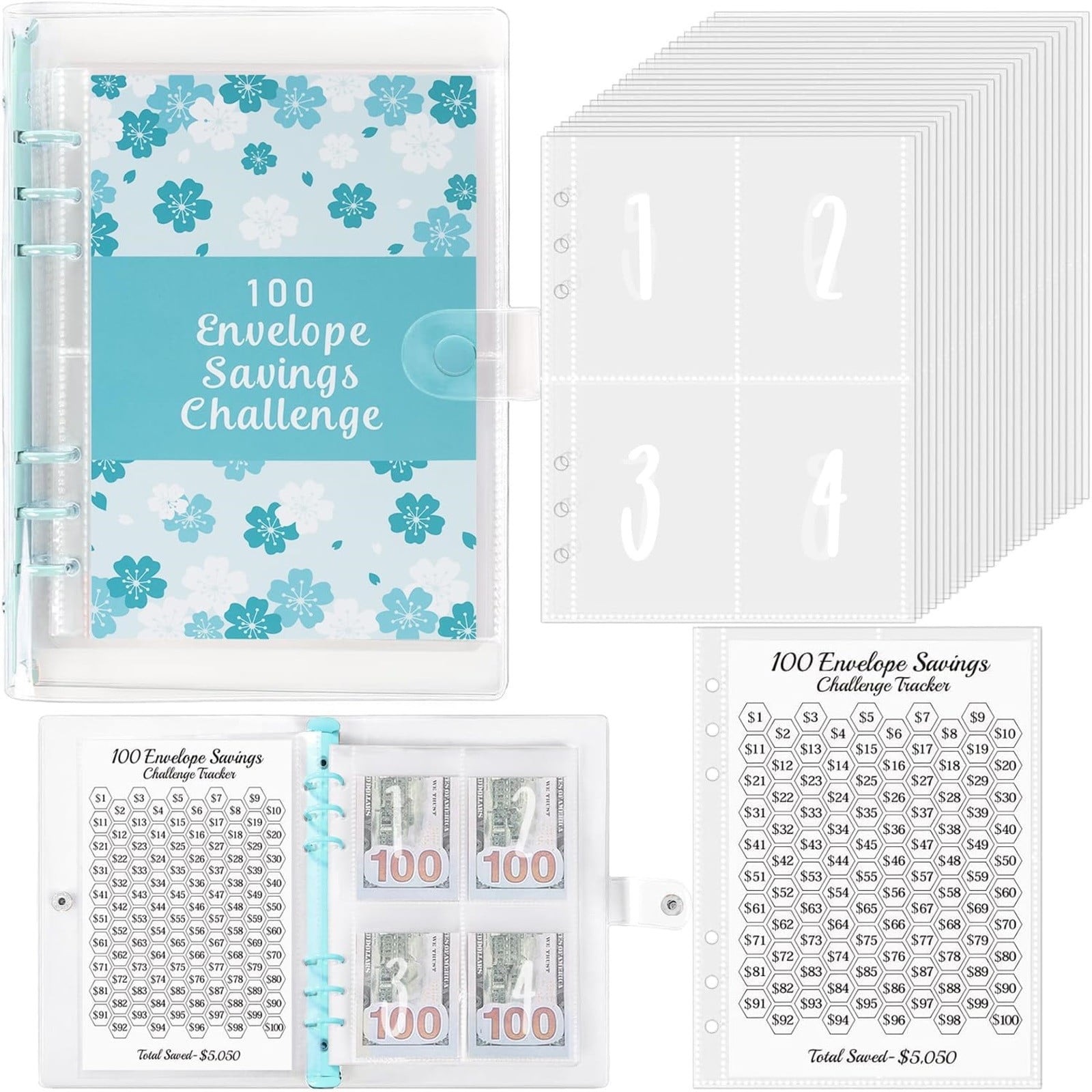 Aazon.co : 100 Envelopes Oney Saving Challenge Binder - 100 Day