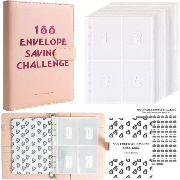 100 Envelopes Money Saving Challenge, Savings Challenges Book With Envelopes &