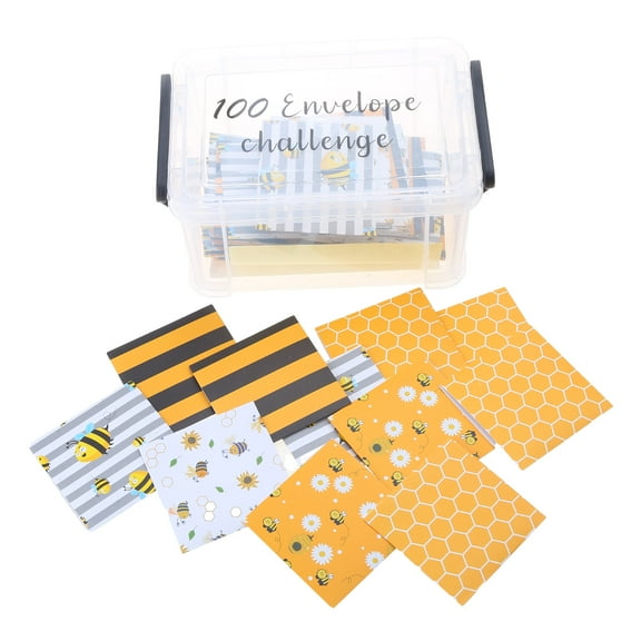 100 Envelopes for Money Saving, Including 100 Number Stickers and Clear Plastic Storage Box Money Saving Challenge Kits