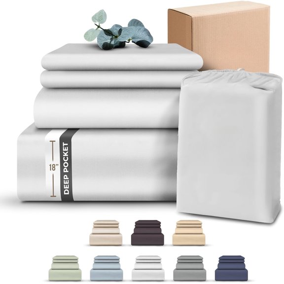 100% Eucalyptus Tencel Bedsheets,Cooling Sheets with Elastic Corner Straps, Eucalyptus Silk Tencel Lyocell