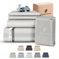 thumbnail image 1 of 100% Eucalyptus Tencel King Bed Sheets 18 Inch Deep Pocket King Size Sheets Cooling Sheets with Elastic Corner Straps Eucalyptus Silk Tencel Lyocell Cool Grey 4PC King, 1 of 1