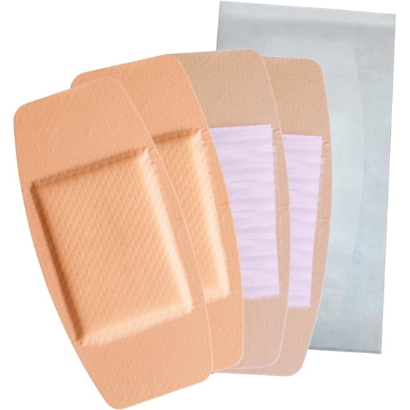 100 Extra Large Adhesive Bandage Patch 50mm*100mm Sterile Sheer Plastic Bandages Breathable & Flexible with Non-Stick Pad and 4 sided seal, Latex Free for First Aid Kit Wound Care (100)
