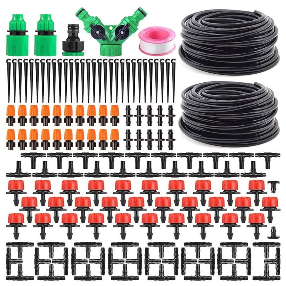 100 FT+49FT Garden Watering System, 149Pcs Drip Irrigation Kit, Smart Automatic Irrigation System, Adjustable Water Flow Control, Suitable for Garden, Farmland and Greenhouse