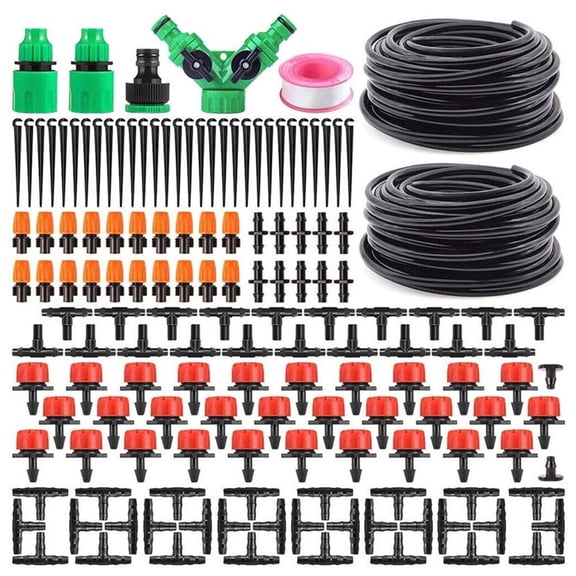 100 FT+49FT Garden Watering System, 149Pcs Drip Irrigation Kit, Smart Automatic Irrigation System, Adjustable Water Flow Control, Suitable for Garden, Farmland and Greenhouse