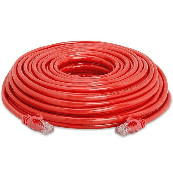 100' FT Feet 100Ft 100 Feet CAT6 CAT 6 RJ45 Ethernet Network LAN Patch Cable Cord For connects Computer to printer, router, switch box PS3 PS4 Xbox 360 Xbox One - Red New