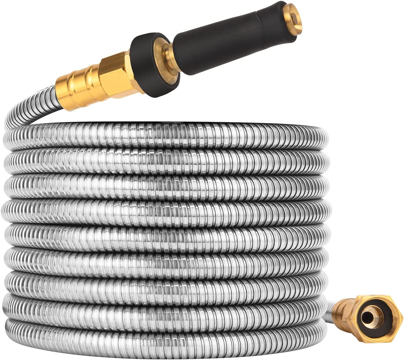 100 FT Garden Hose Expandable - 304 Stainless Steel Water Hose 100 FT - Heavy Duty Flexible Kink Free Hose, no Bite