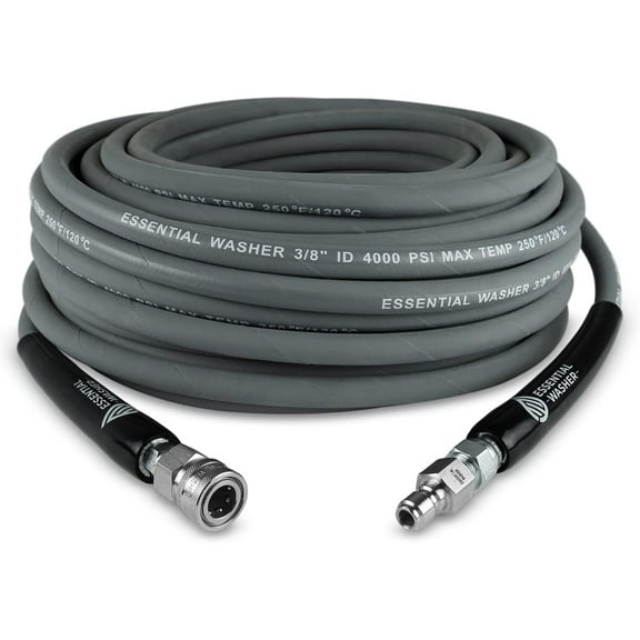 Gray Pressure Washer Hose 100FT With 3/8 Quick Connect Fitting and Swivel Outlet