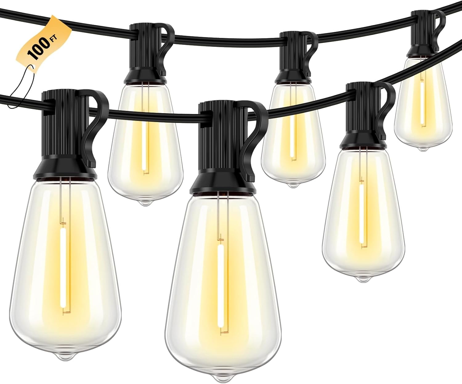 100 ft Warm White LED Outdoor String Lights with Shatterproof Bulbs