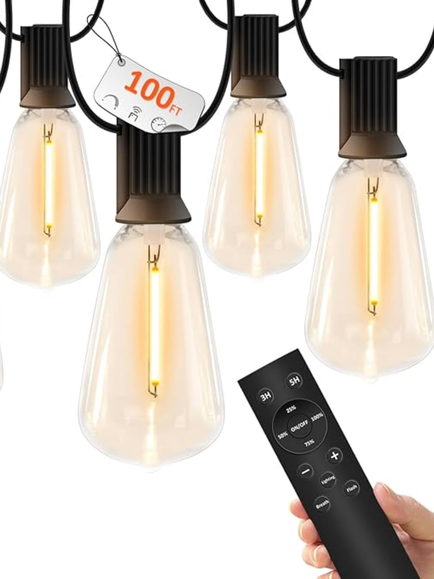 100 FT Outdoor String Lights for Outside – LED Patio Lights Waterproof ...