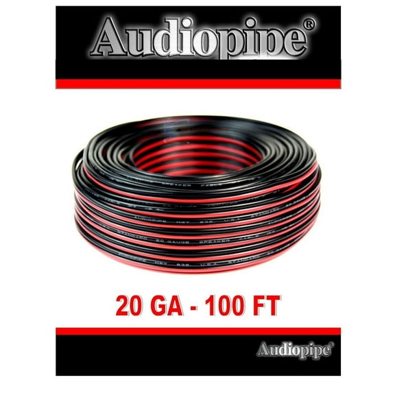 100' Feet 20 GA Gauge Red Black 2 Conductor Speaker Wire Audio Cable Audiopipe