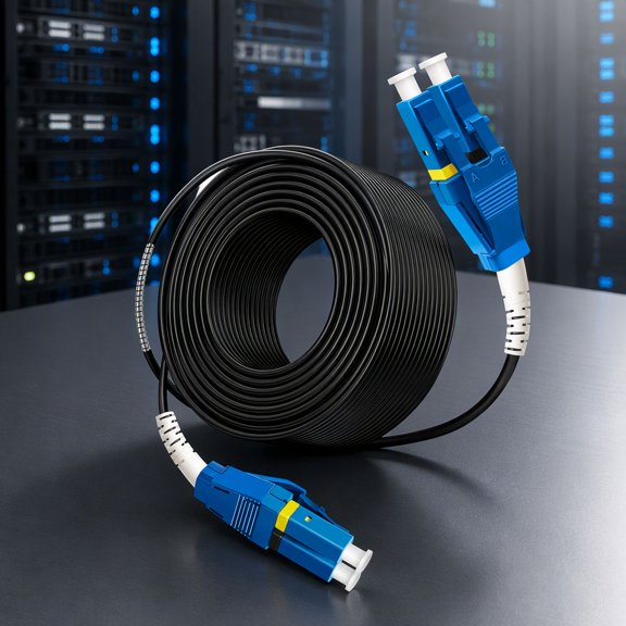 100 Feet (30 Meters) LC to LC Uniboot Fiber Patch Cable, Outdoor Armored Single Mode Duplex Fiber Optic Cord, 9/125um OS1/OS2, LSZH, Black