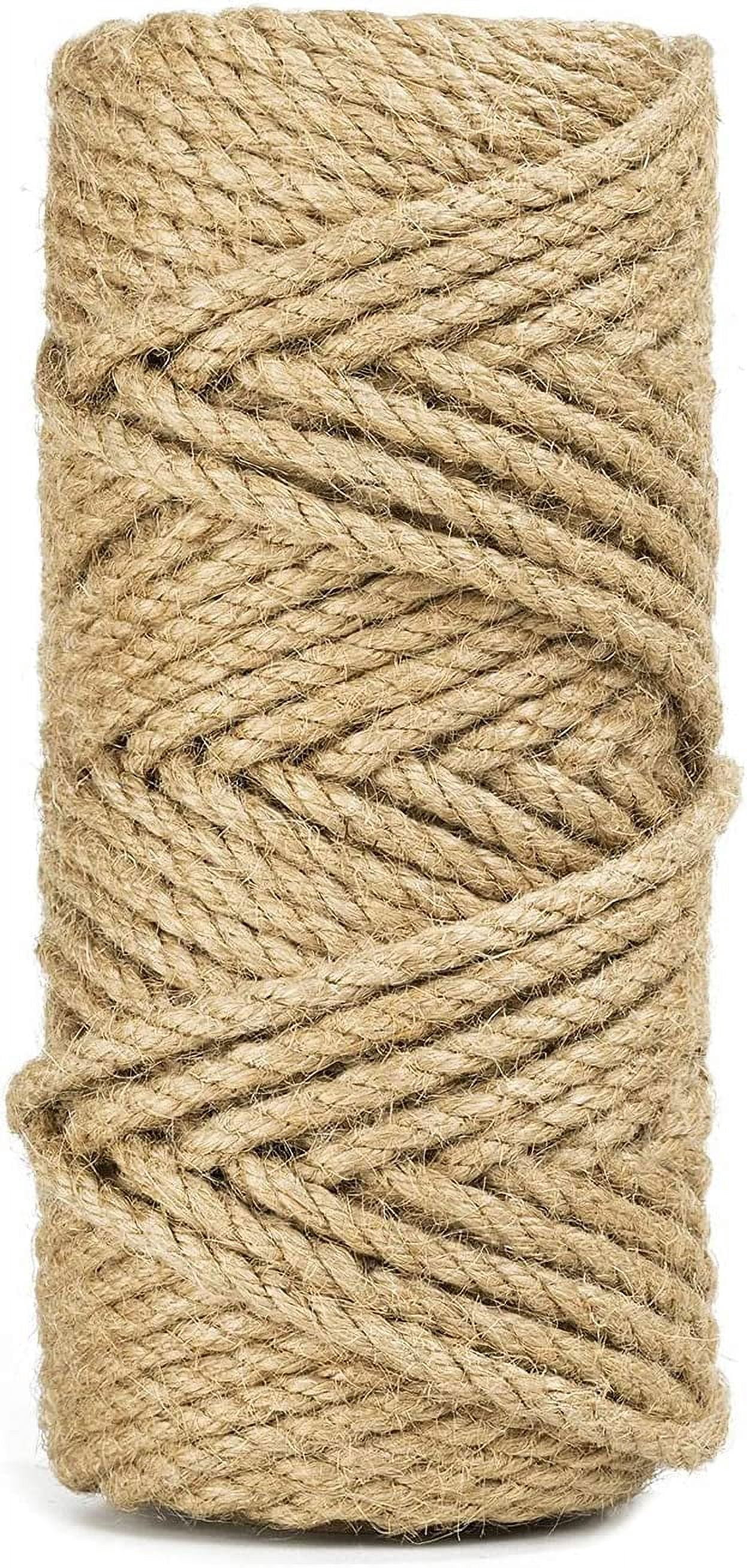 100 Feet 5mm Jute , Heavy Duty Jute Rope, Natural Hemp Rope for DIY Arts Crafts, Gardening, Bundling，Home Decorating, Cat Scratching Post
