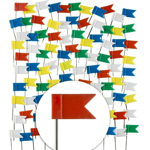 100 Flags Marker Flags Marker Pins for World Map Pin Board, Colorful