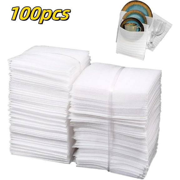 100 Foam Packaging Bags, 7.9inX7.9in 7.9inx12in 2 Sizes Each 50PCS Thick Padded Packaging Bags Foam Packaging Bags, Prevents Shattering and Breaking, For Packing, Moving, Shipping