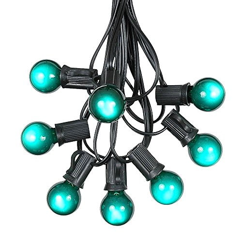 100 Foot G30 Outdoor Patio String Lights with 125 Green Globe Bulbs Indoor Outdoor String Lights Market Bistro Caf Hanging String Lights C7/E12 Base - Black Wire