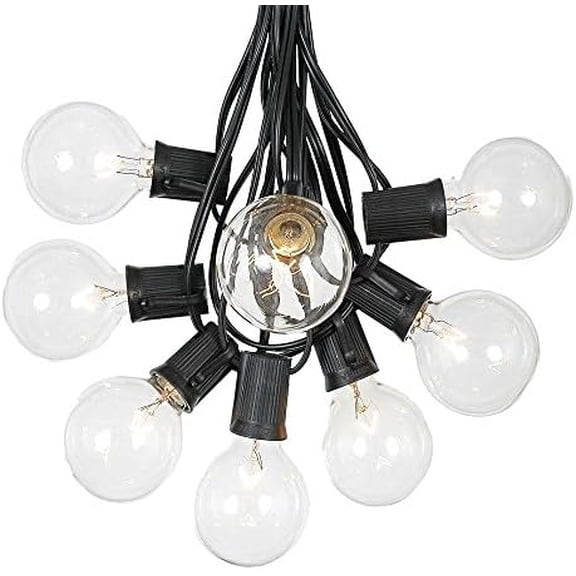 100 Foot G50 Outdoor Patio String Lights with 125 Clear Globe Bulbs Indoor Outdoor String Lights Market Bistro Caf Hanging String Lights C9/E17 Base - Black Wire$$Tools & Hardware Other