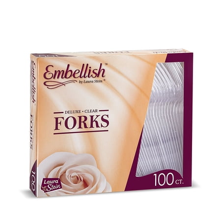 Embellish Cutlery Deluxe Heavy Weight Clear Plastic Forks 100 Forks In A Box