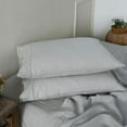 thumbnail image 1 of 100% French Linen Pillowcases with Embroidery - Pack of 2 - Washed Solid Color Natural Flax Soft Breathable - Grey, 20'' x 30'', 1 of 7