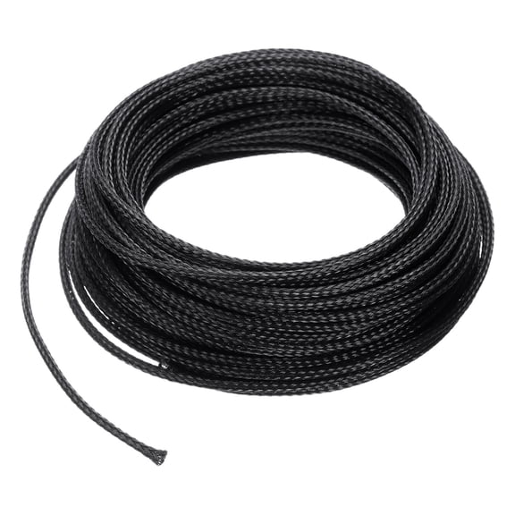 100 Ft - 1/8 In Expandable Braided Cable Sleeving, PET Cable Management, Wire Wrap Loom Tube, Black