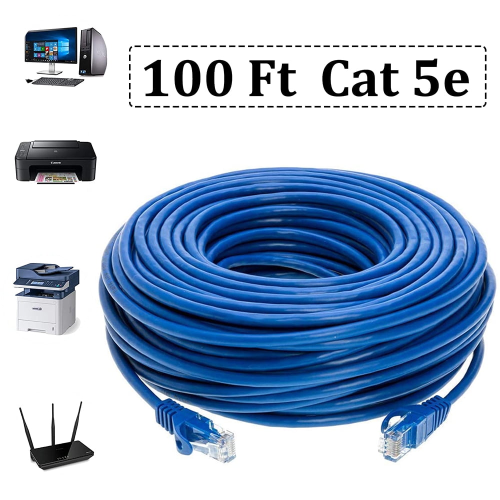 2 X Blue 100 FT Foot 30M Cat5e Patch Ethernet LAN Network Router Wire Cable  Cord For PC, Mac, Laptop, PS2, PS3, XBox, and XBox 360 to hook up on high
