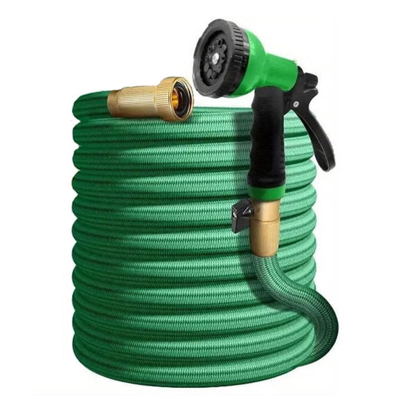 100 Ft Grassy Green Garden Hose, Non-Expandable, Lightweight & No-Kink, 3/4 inch Solid Brass Connectors, No-Burst Design for Watering, Washing Car