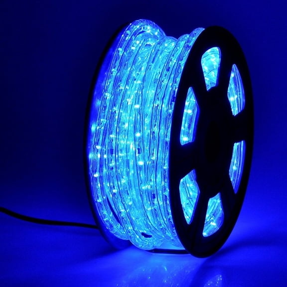 100 Ft LED Rope Lights - Waterproof Blue Light with 4 Modes, Ideal for Halloween, Xmas, and Pool Parties.