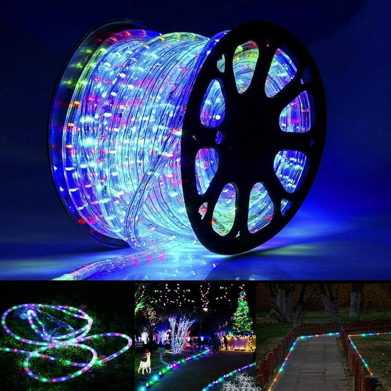 100 ft LED Rope Lights - Multi-Color Light with Remote Controller Christmas Light Decor Waterproof 110V 4 Mode Lighting Xmas Holiday Landscape Light
