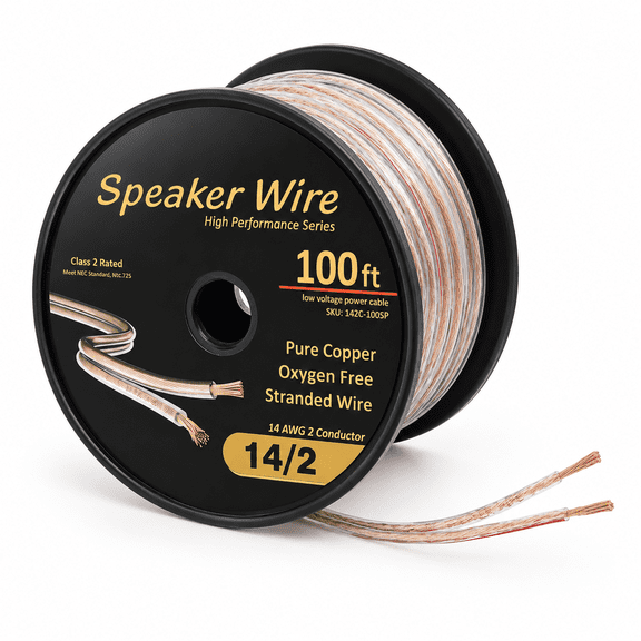 100 Ft. Spool High Performance 14 Gauge Wire Oxygen Free Pure Copper - Ul Listed Cl2