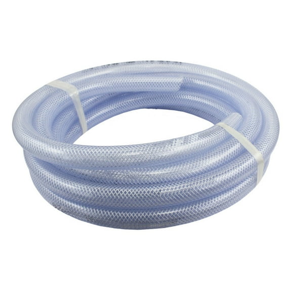 100 Ft x 3/16" ID High Pressure Braided Clear Flexible PVC Tubing Heavy Duty UV Chemical Resistant Vinyl Hose