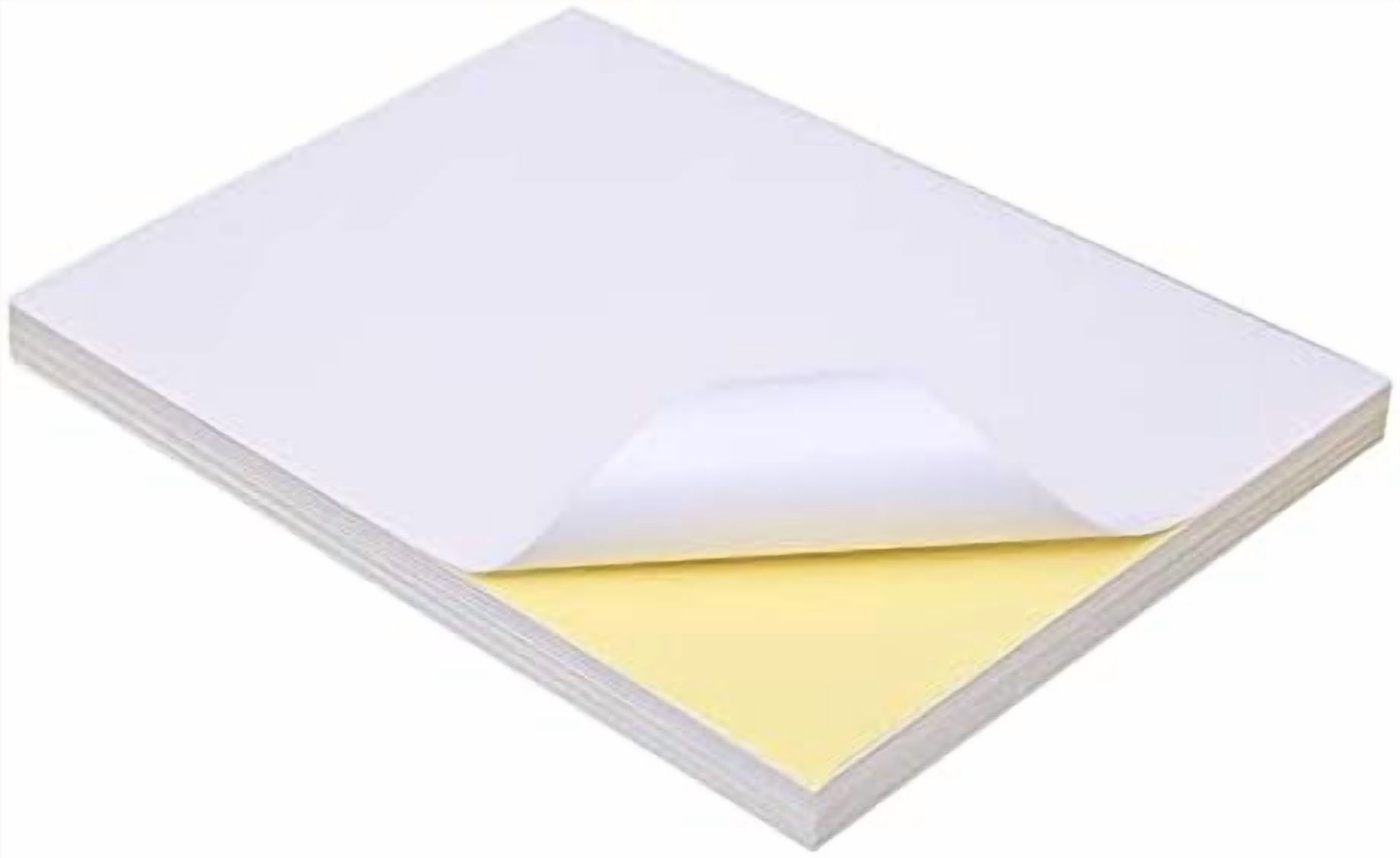 100 Full Sheet Glossy Printable Sticker Paper 8.5x11 Inches Self
