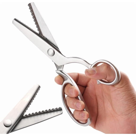 100% Full Stainless Steel Heavy Duty Sharpe Decorative Edge Zig Zag Pinking Scissors Professional All-Metal Shears for Fabric, Paper, DIY Crafts, and Sewing Projects