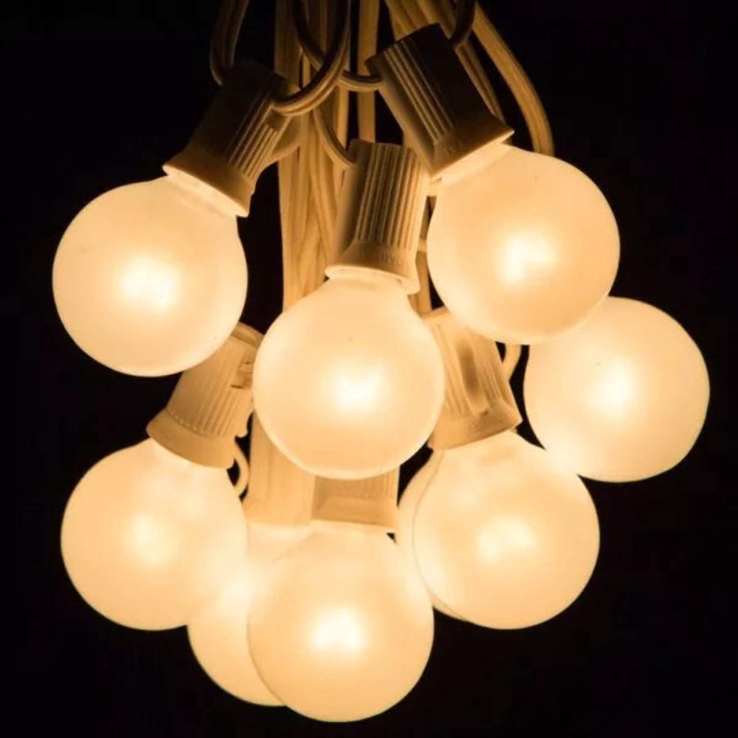 White String Color Lights 100' - G40 White Satin Pearl String Lights with White Wire - Walmart.com