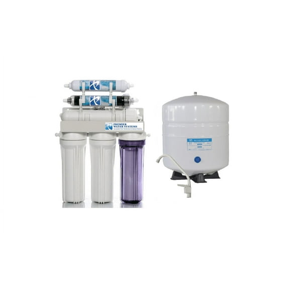 100 GPD - 6 Stage Dual Outlet Use (Drinking & 0 PPM Aquarium Reef/Deionization) Reverse Osmosis Water Filter System (RO/DI) + Tank