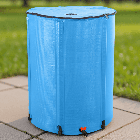 100 Gallon Collapsible Rain Foldable Water Collection with Spigot and Cover, Blue