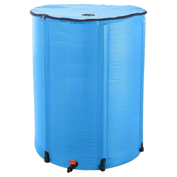 100 Gallon Collapsible Rain , Portable Rainwater Collection System, Water Storage , Rain Catcher with Spigots and Overflow Kit, Rain Water Collector for Garden, Blue