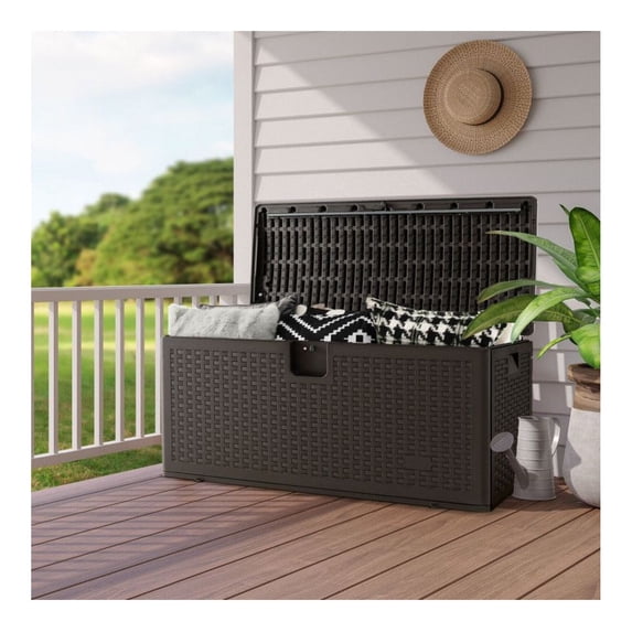 100 Gallon Deck Box Storage Container, Outdoor Lockable Patio Storage Chest