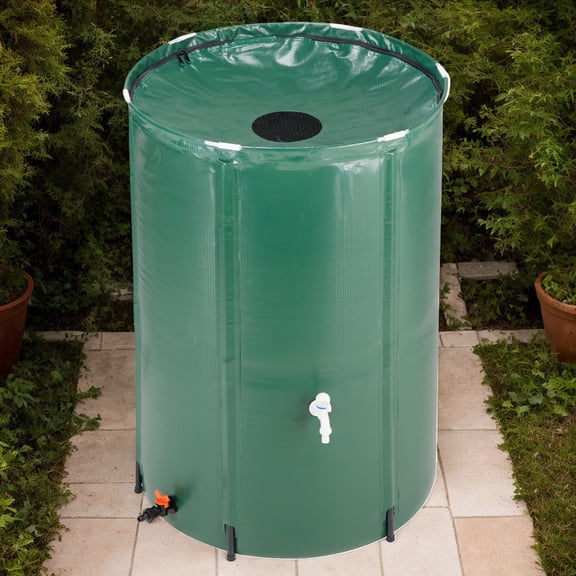 100-Gallon Eco-Friendly Foldable Green Rain Collector - Innovative Water Storage Solution for Outdoor Gardening Needs