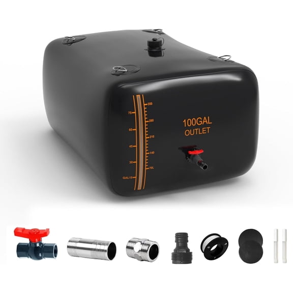 100 Gallon Foldable Portable Water Bladder Tank 1000D PVC Black 378L