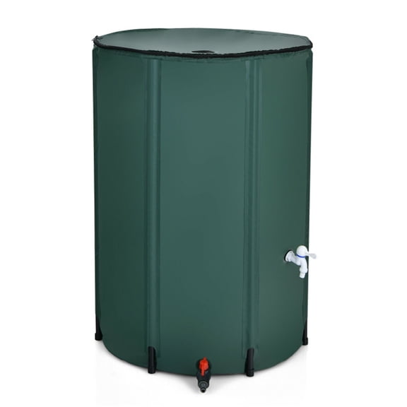 100 Gallon Foldable Rain Barrel for Outdoor Garden, Portable Water Collector with Spigot & Overflow Kit, Green