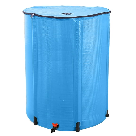 100 Gallon Folding Rain Barrel Water Collector Blue Collapsible Rainwater Storage Tank With Mesh Cover Spigot For Garden Outdoor