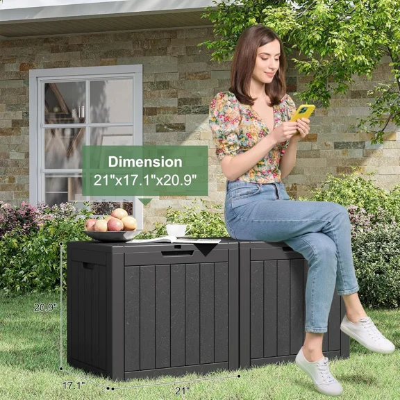 100 Gallon Large Outdoor Storage Box with Lockable Lid, Waterproof Resin Deck Box for Patio, Garden, Porch & Poolside, All-Weather Durable Organizer-Christmas Gifts.