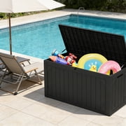 100 Gallon Lockable Outdoor Storage Box, UV-Resistant Resin Container for Garden Tools, Pool Accessories, Cushions - Black