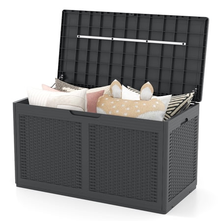 100 Gallon Outdoor Storage Bench Deck Box with Lift Lid for Patio Garden