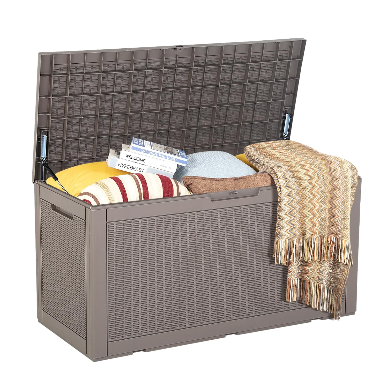 100 Gallon Outdoor Storage Box Waterproof Deck Box Resin Patio Storage