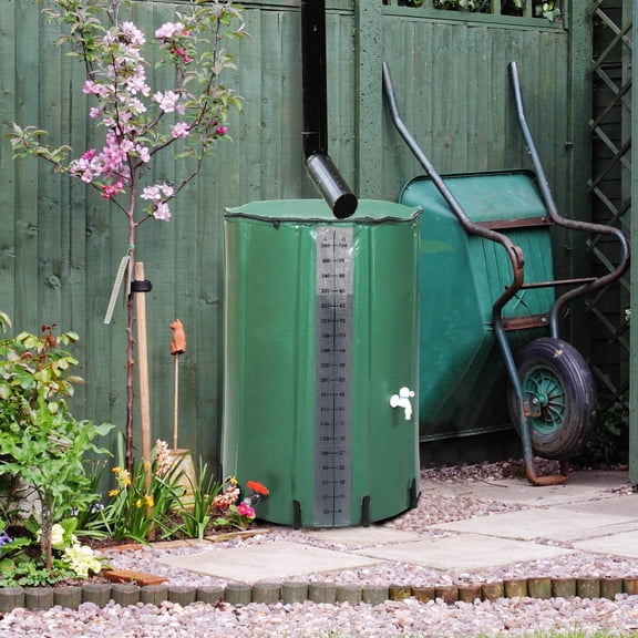 100 Gallon PVC Rain Barrel With Measuring Scale, Green