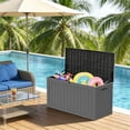 thumbnail image 1 of 100 Gallon Resin Deck Box, Lockable Patio Outdoor Storage Box for Patio & Garden-Gray, 1 of 12