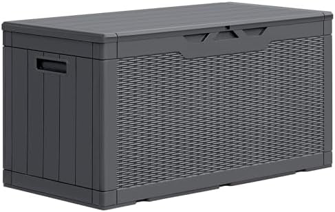 100 Gallon Resin Deck Box,Outdoor Large Storage Box,Weatherproof and UV ...